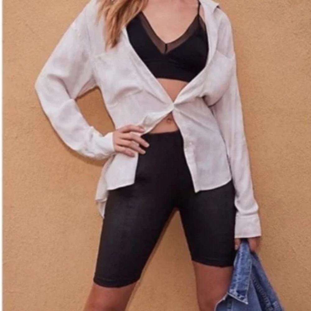 FREE PEOPLE Black Coated Bike Shorts